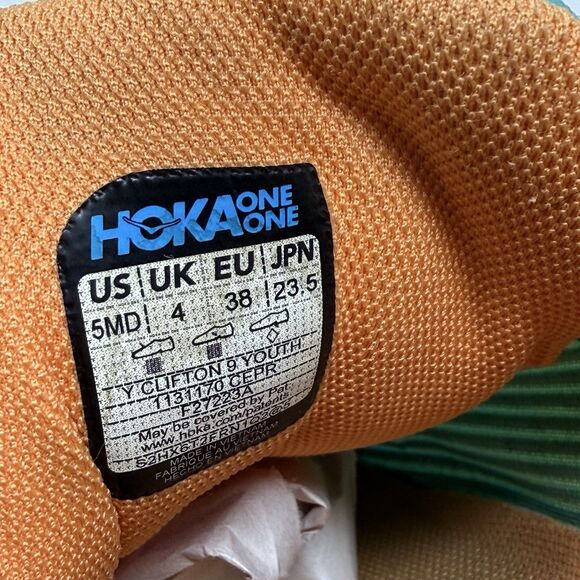 HOKA Clifton 9 Youth Running Shoes - Adventure365 Ontario Hoka One One Clifton 9 Shoes Youth Girls Boys 5 Blue Yellow Running Sneakers